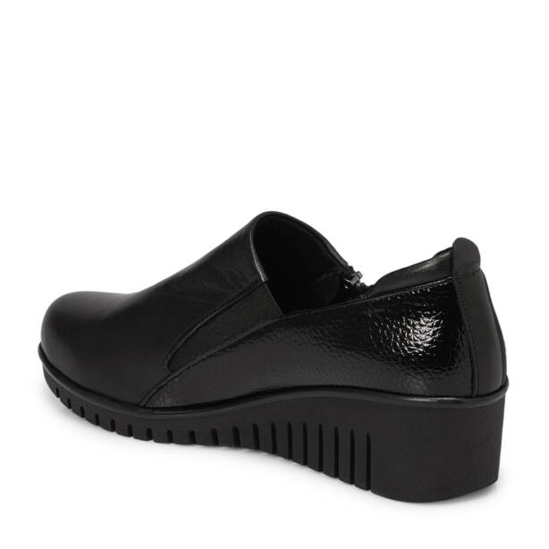 Siyah Deri Kadın Dolgu Topuklu Ayakkabı - K25S1AY68350-A23 - 2