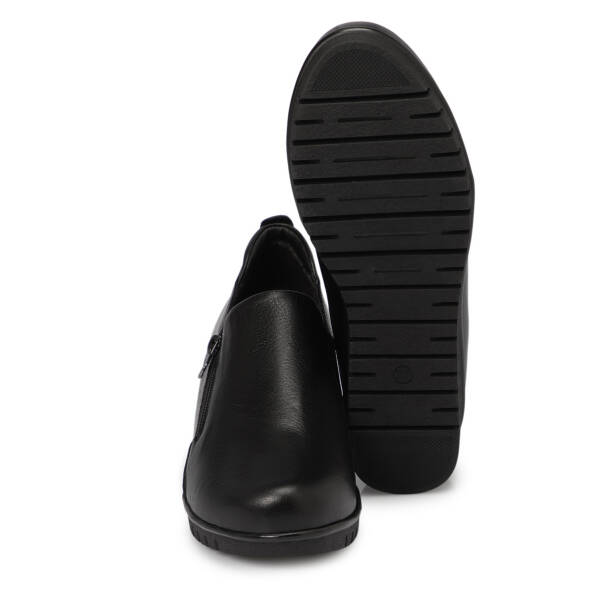 Siyah Deri Kadın Dolgu Topuklu Ayakkabı - K25S1AY68350-A23 - 4