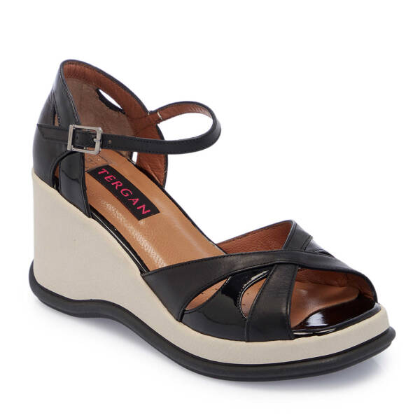 Siyah Hakiki Deri Kadın Dolgu Topuklu Ayakkabı - K25Y1AY67904-A23 - 2