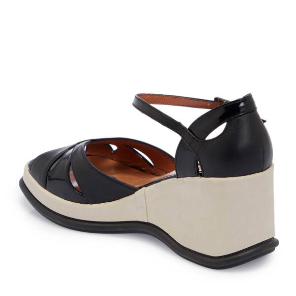 Siyah Hakiki Deri Kadın Dolgu Topuklu Ayakkabı - K25Y1AY67904-A23 - 3