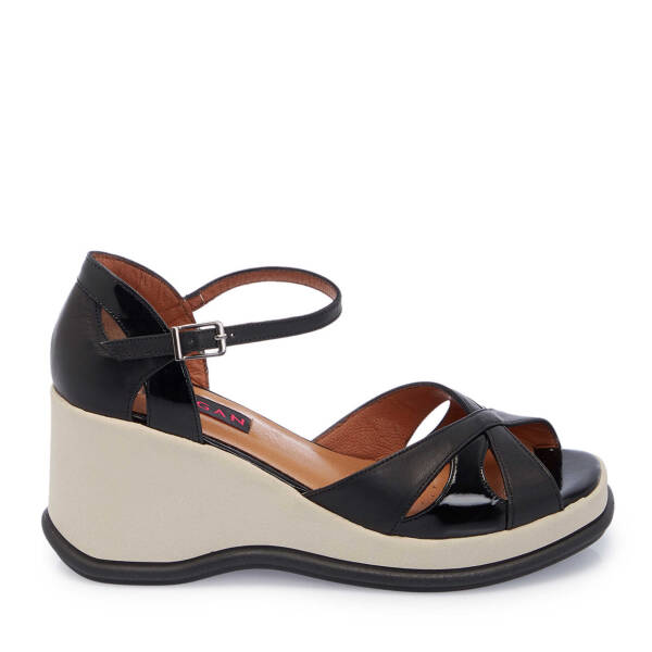 Siyah Hakiki Deri Kadın Dolgu Topuklu Ayakkabı - K25Y1AY67904-A23 - 1