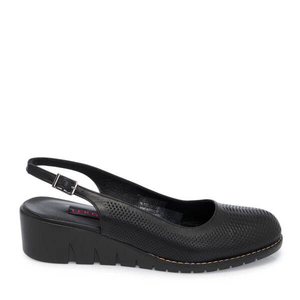 Siyah Hakiki Deri Kadın Dolgu Topuklu Ayakkabı - K25Y1AY67905-A23 - 1