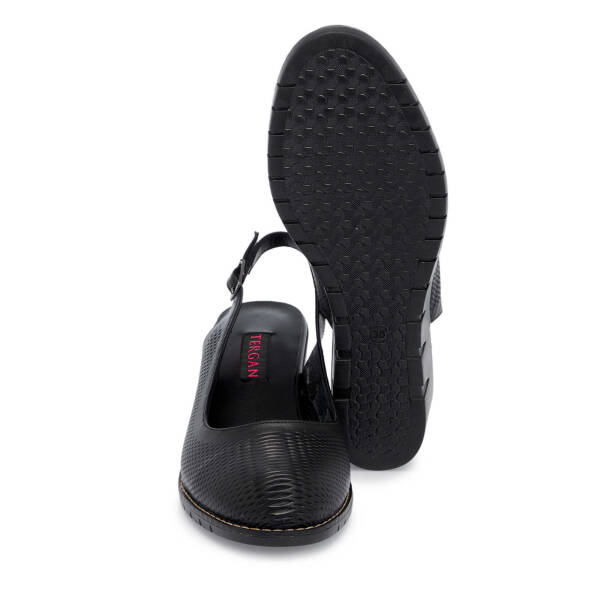 Siyah Hakiki Deri Kadın Dolgu Topuklu Ayakkabı - K25Y1AY67905-A23 - 4