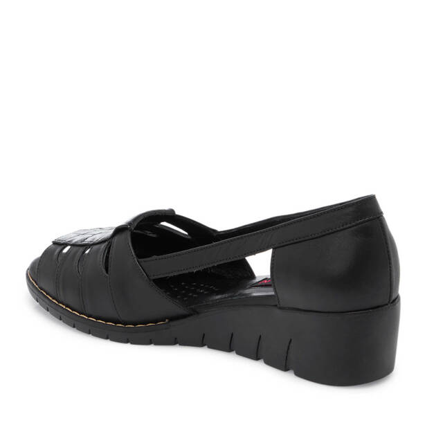 Siyah Hakiki Deri Kadın Dolgu Topuklu Ayakkabı - K25Y1AY67906-A23 - 3