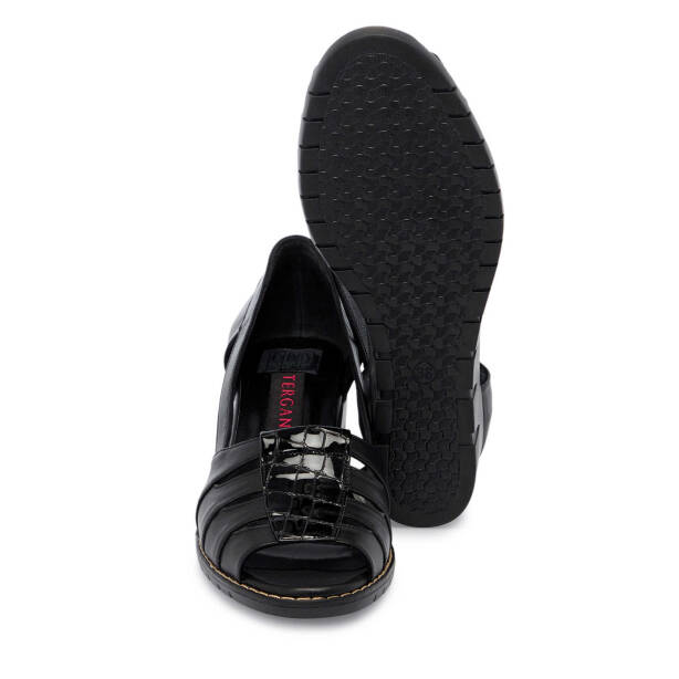 Siyah Hakiki Deri Kadın Dolgu Topuklu Ayakkabı - K25Y1AY67906-A23 - 4