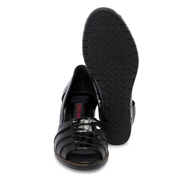 Siyah Hakiki Deri Kadın Dolgu Topuklu Ayakkabı - K25Y1AY67906-A23 - 4