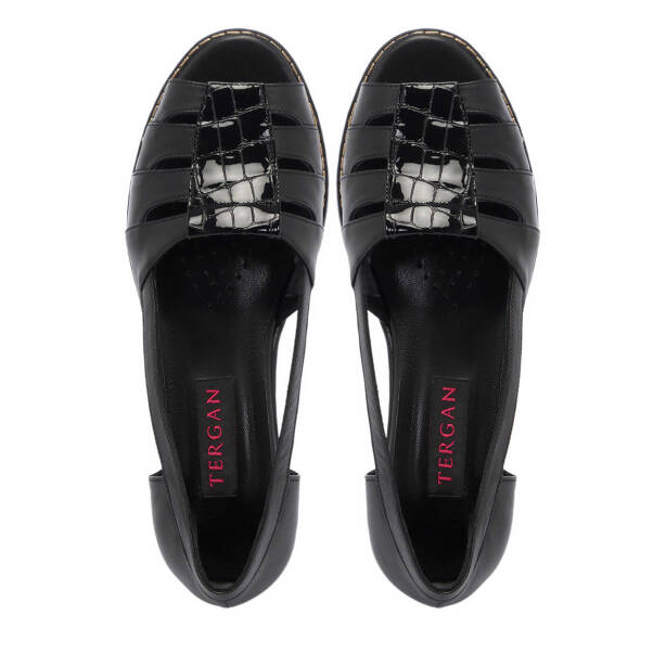 Siyah Hakiki Deri Kadın Dolgu Topuklu Ayakkabı - K25Y1AY67906-A23 - 5