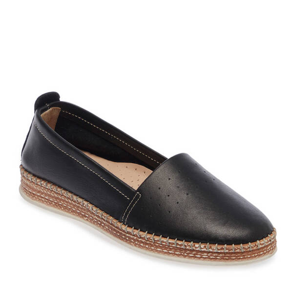 Siyah Hakiki Deri Kadın Espadril - K25I1AY67915-A23 - 1