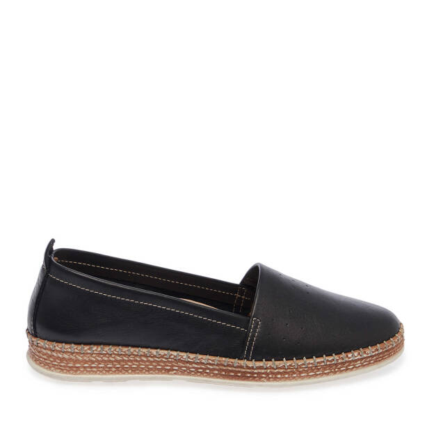 Siyah Hakiki Deri Kadın Espadril - K25I1AY67915-A23 - Tergan