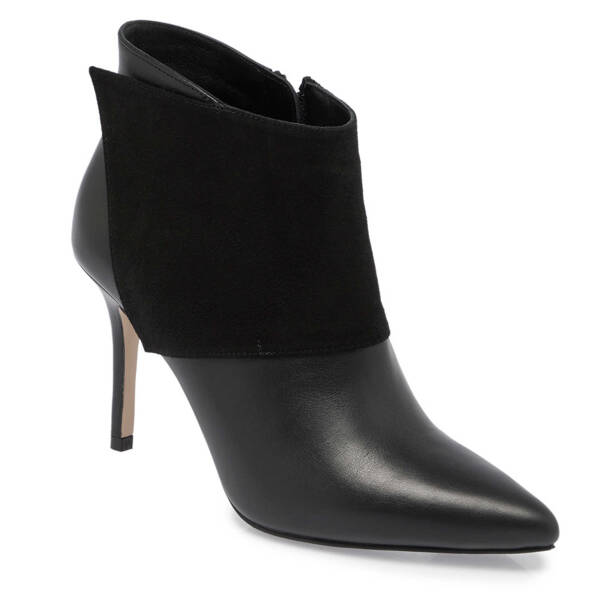 Siyah Deri Kadın Klasik Bot - K23K1BT67061-F49 - Tergan