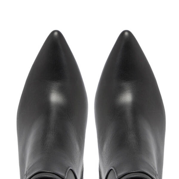 Siyah Deri Kadın Klasik Bot - K24K1BT67612-A23 - 5
