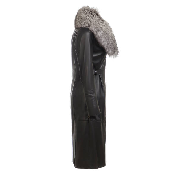 Siyah Hakiki Deri Kadın Kürk Kaban - K24KDM320456-Q3H - 3