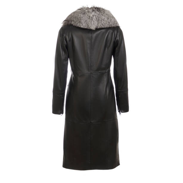 Siyah Hakiki Deri Kadın Kürk Kaban - K24KDM320456-Q3H - 4