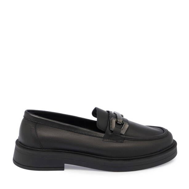 Siyah Deri Kadın Loafer - K24S1AY67618-A23 - Tergan