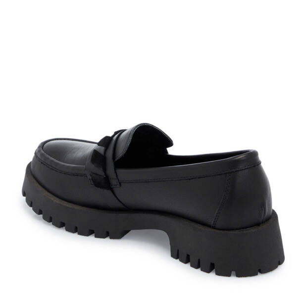 Siyah Hakiki Deri Kadın Loafer - K25I1AY67823-A23 - Tergan