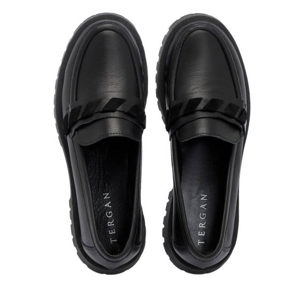 Siyah Hakiki Deri Kadın Loafer - K25I1AY67823-A23 - Tergan