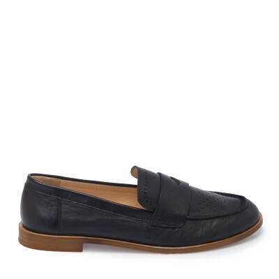  Siyah Deri Kadın Loafer - K25I1AY68019-A23 - 3