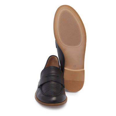  Siyah Deri Kadın Loafer - K25I1AY68019-A23 - 4