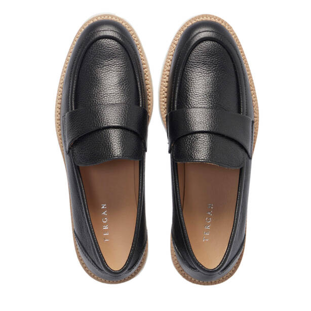 Siyah Deri Kadın Loafer - K25I1AY68026-A23 - 5
