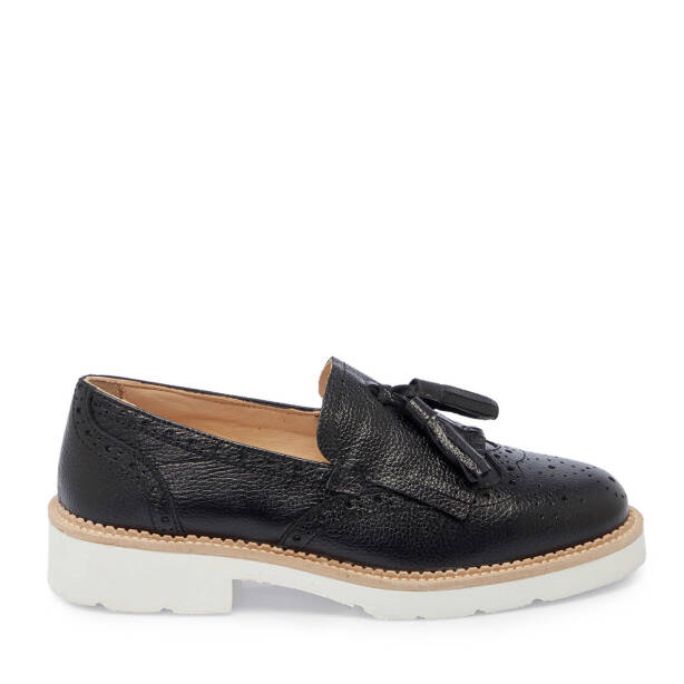 Siyah Deri Kadın Loafer - K25I1AY68027-A23 - 3