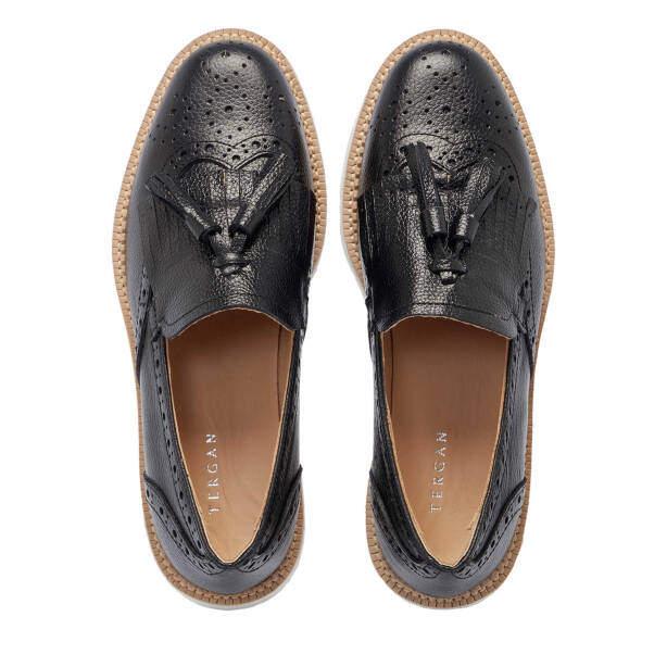 Siyah Deri Kadın Loafer - K25I1AY68027-A23 - 5