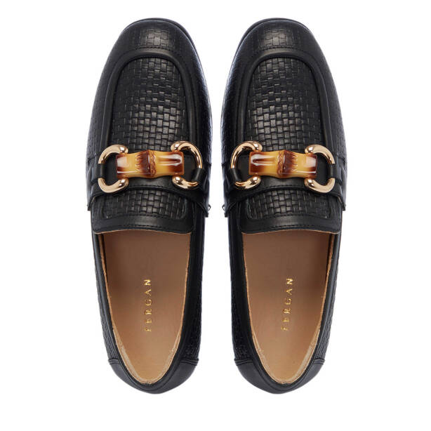 Siyah Deri Kadın Loafer - K25I1AY68032-A23 - Tergan