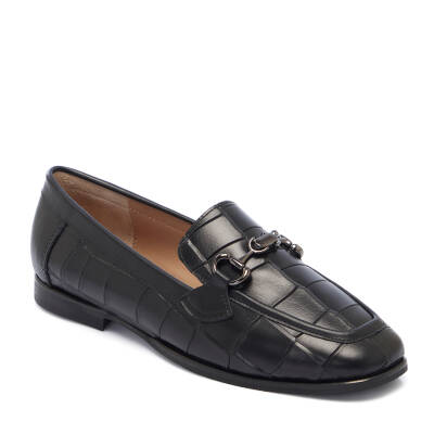  Siyah Deri Kadın Loafer - K25I1AY68041-A23 - 1