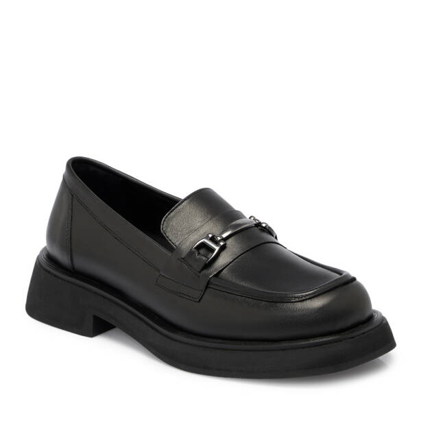 Siyah Deri Kadın Loafer - K25S1AY68178-A23 