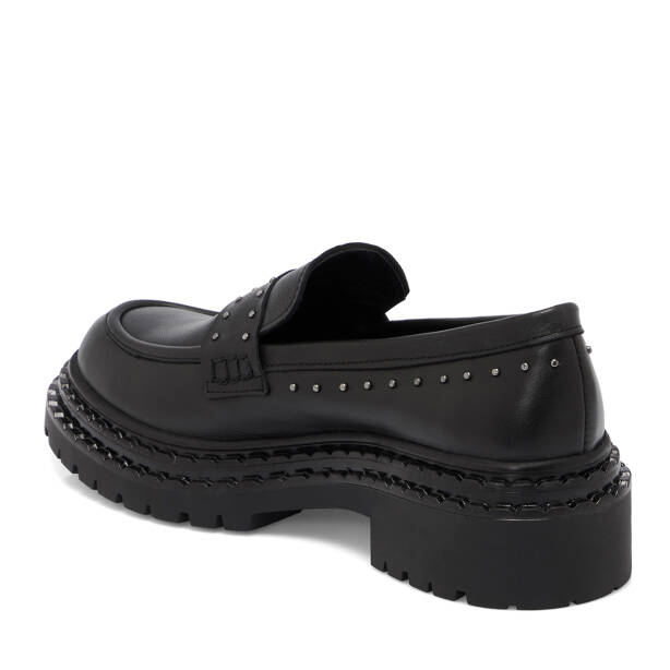 Siyah Deri Kadın Loafer - K25S1AY68301-A23 - 2