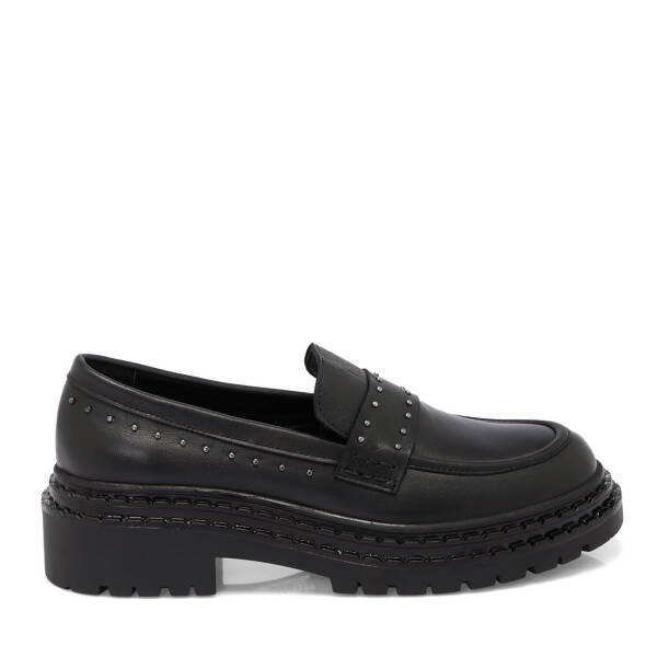 Siyah Deri Kadın Loafer - K25S1AY68301-A23 - 3