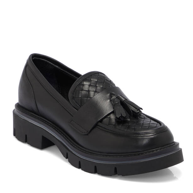 Siyah Deri Kadın Loafer - K25S1AY68336-A23 - Tergan