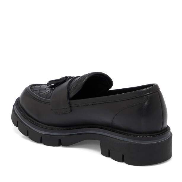 Siyah Deri Kadın Loafer - K25S1AY68336-A23 - Tergan