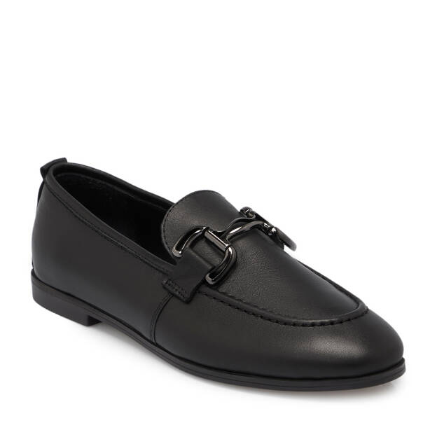 Siyah Deri Kadın Loafer - K25S1AY68359-A23 