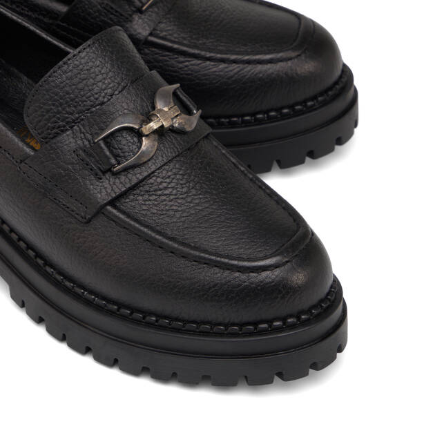 Siyah Hakiki Deri Kadın Loafer - K25S1AY68541-A41 - Tergan