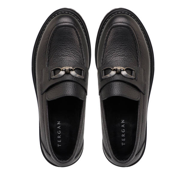 Siyah Hakiki Deri Kadın Loafer - K25S1AY68541-A41 - Tergan
