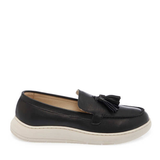 Siyah Deri Kadın Makosen - K24I1AY67139-A23 - 3