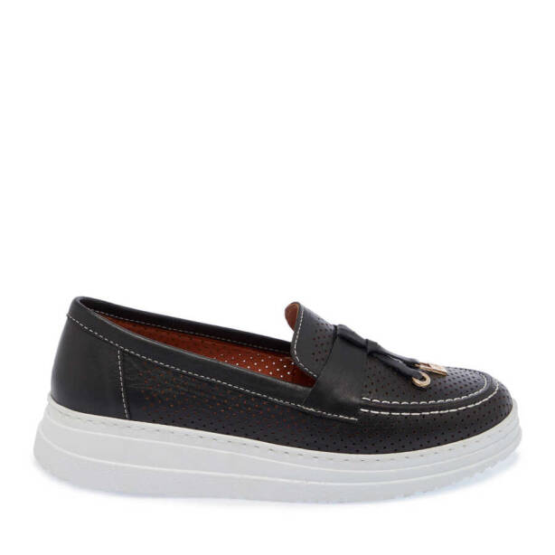 Siyah Deri Kadın Makosen - K24I1AY67152-A23 - 3