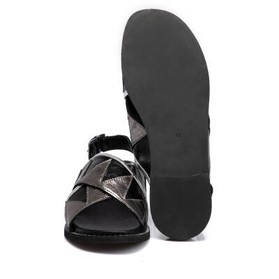  Siyah Deri Kadın Sandalet - K21Y1SN65498-O6H - 4