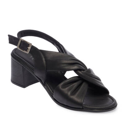 Siyah Deri Kadın Sandalet - K24Y1AY67230-A23 - 1