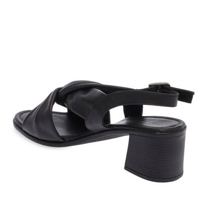  Siyah Deri Kadın Sandalet - K24Y1AY67230-A23 - 2