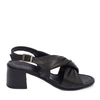  Siyah Deri Kadın Sandalet - K24Y1AY67230-A23 - 3