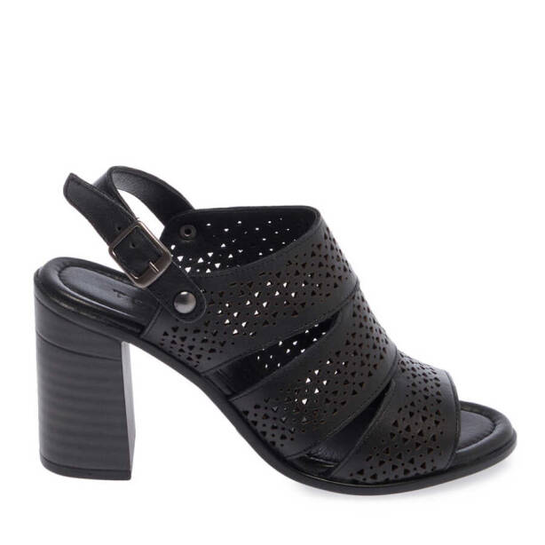 Siyah Hakiki Deri Kadın Sandalet - K24Y1AY67235-A23 - 1