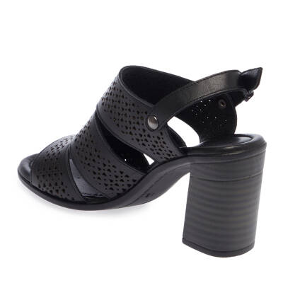  Siyah Deri Kadın Sandalet - K24Y1AY67235-A23 - 2