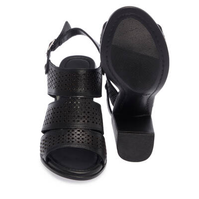  Siyah Deri Kadın Sandalet - K24Y1AY67235-A23 - 4