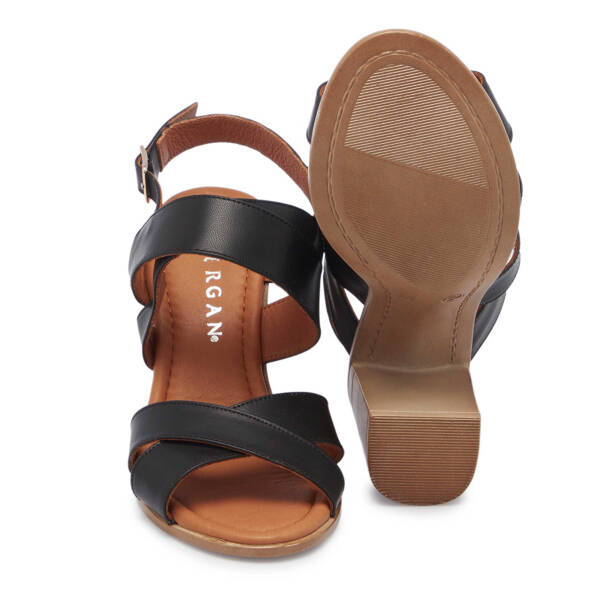 Siyah Deri Kadın Sandalet - K24Y1AY67245-A23 - 4