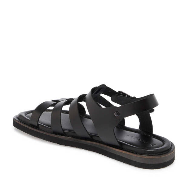 Siyah Deri Kadın Sandalet - K24Y1SN67127-A23 - Tergan