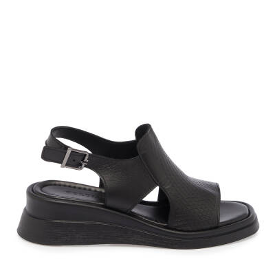  Siyah Deri Kadın Sandalet - K24Y1SN67129-M2S - 3