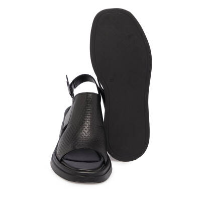  Siyah Deri Kadın Sandalet - K24Y1SN67129-M2S - 4