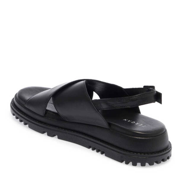 Siyah Deri Kadın Sandalet - K24Y1SN67140-A23 - 2