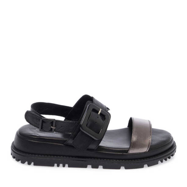 Siyah Deri Kadın Sandalet - K24Y1SN67141-A23 - 3